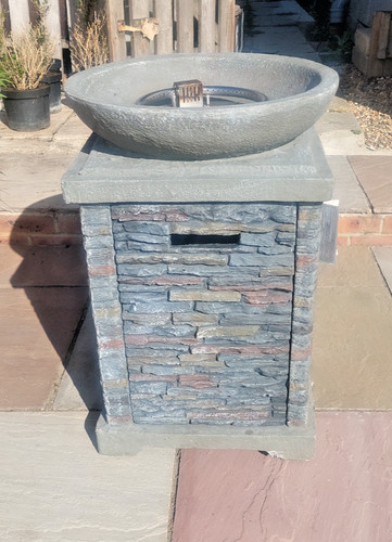 Slate effect patio - effect, heater